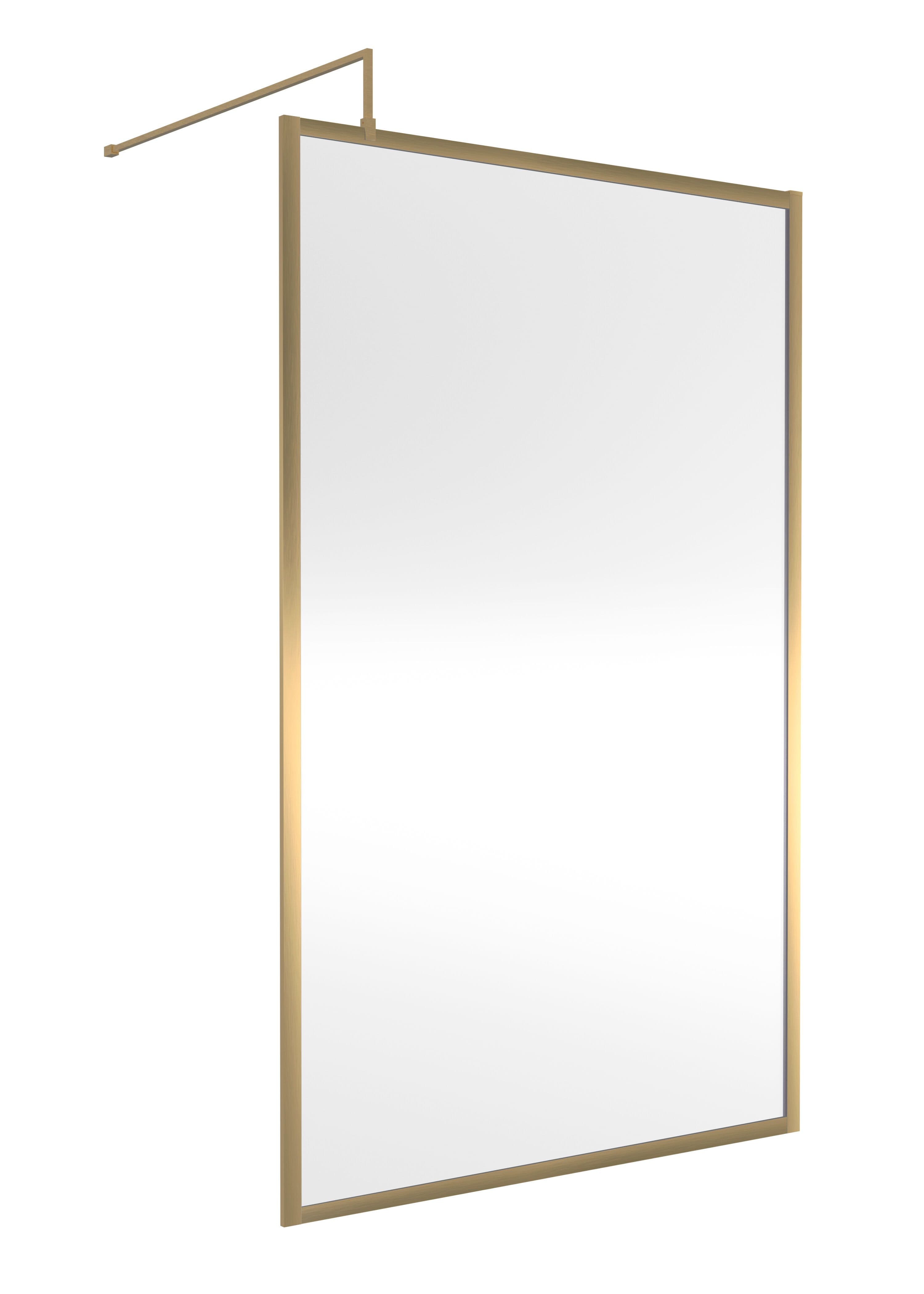 Safety Glass Screen Support Bar Brushed Brass 8mm 1200mm