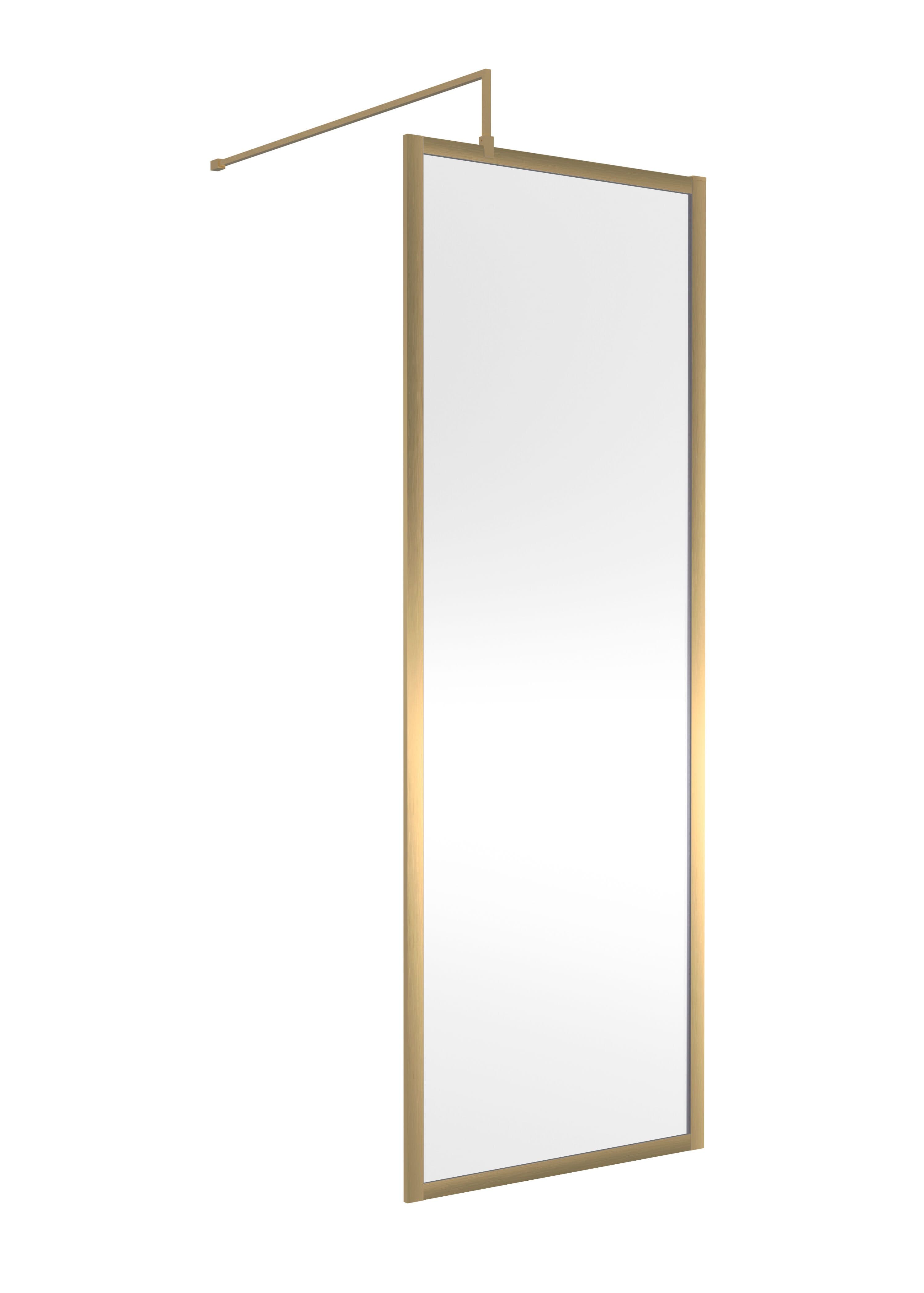 Safety Glass Screen Support Bar Brushed Brass 8mm 700mm