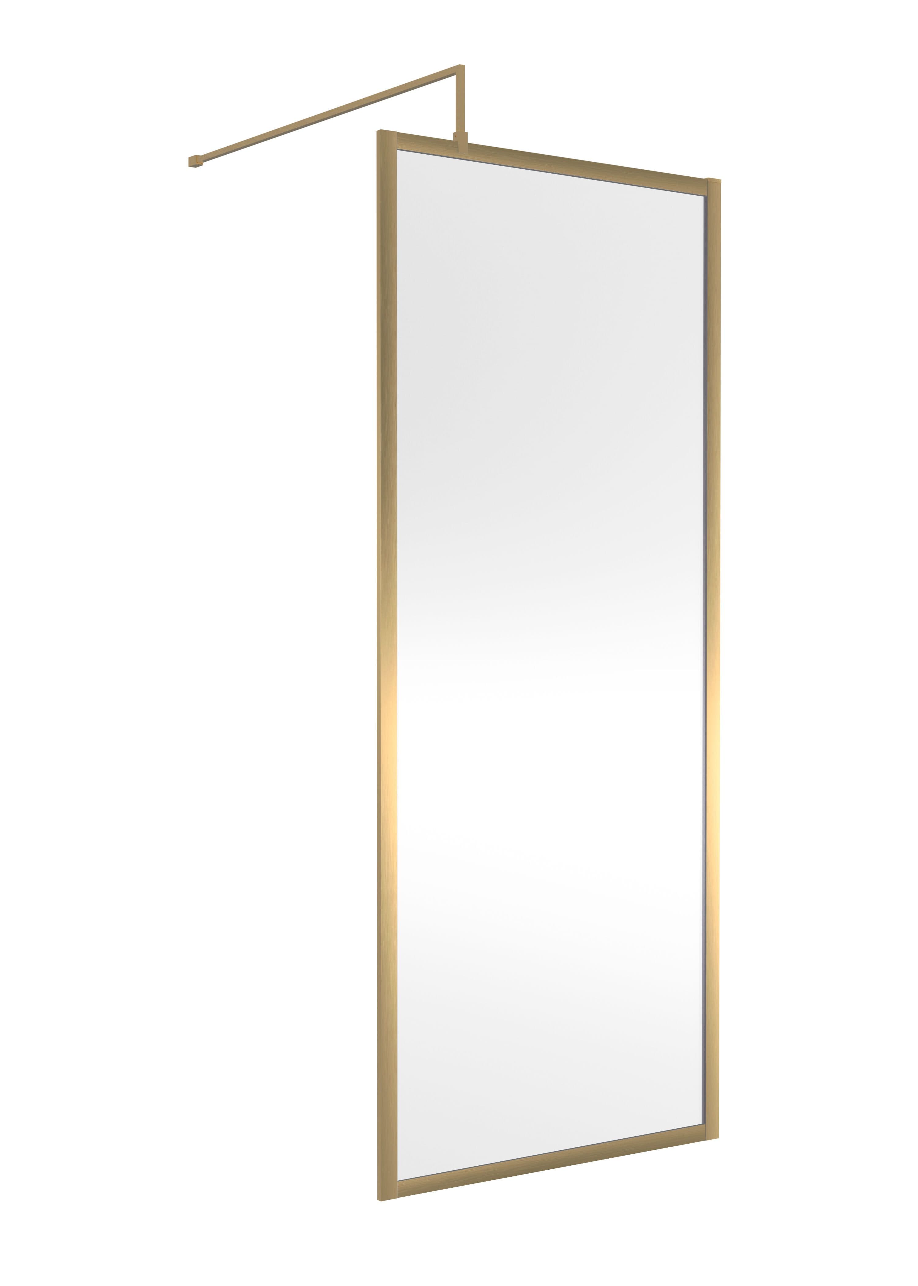 Safety Glass Screen Support Bar Brushed Brass 8mm 760mm