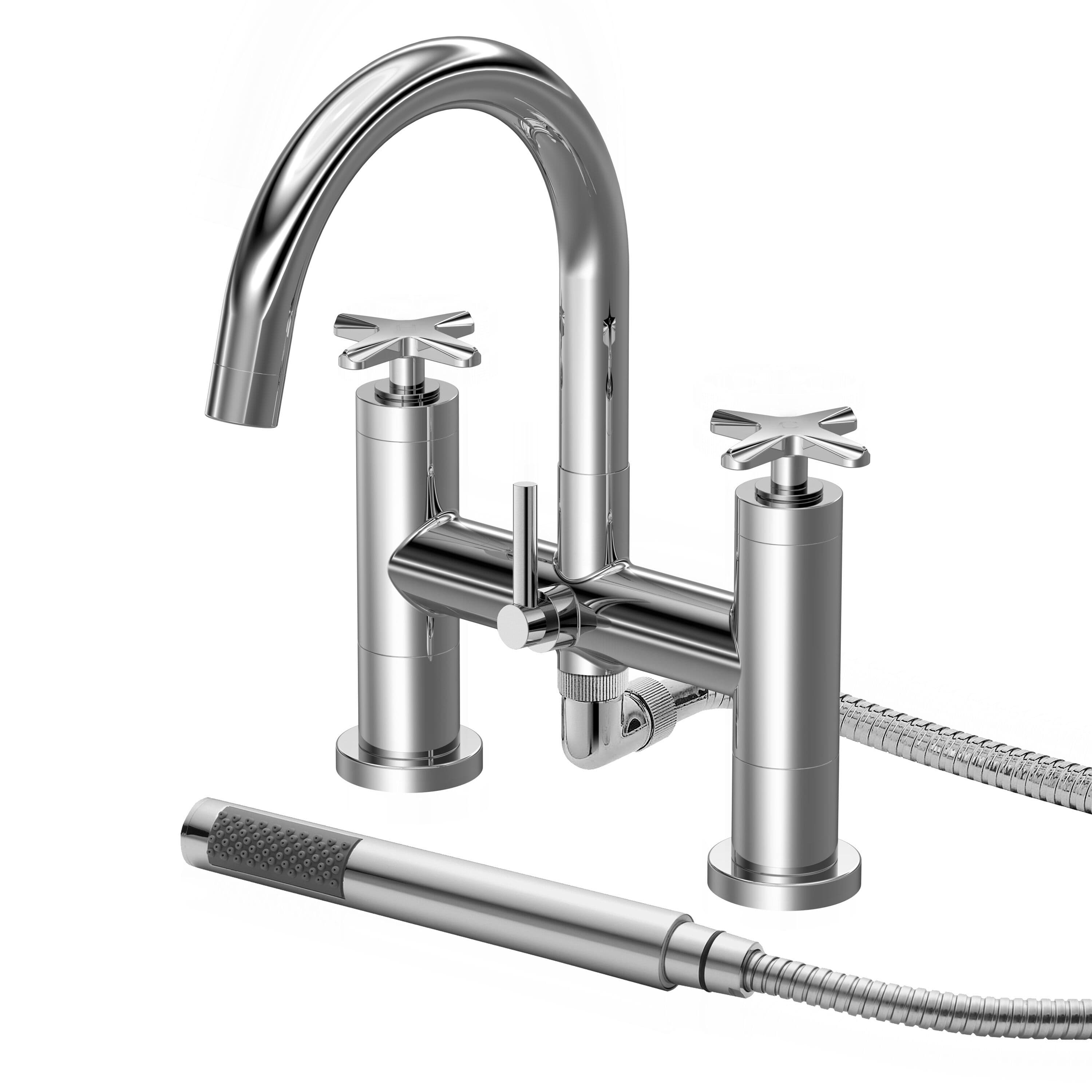 Bath Shower Mixer Tap Crosshead Handles Shower Kit Chrome