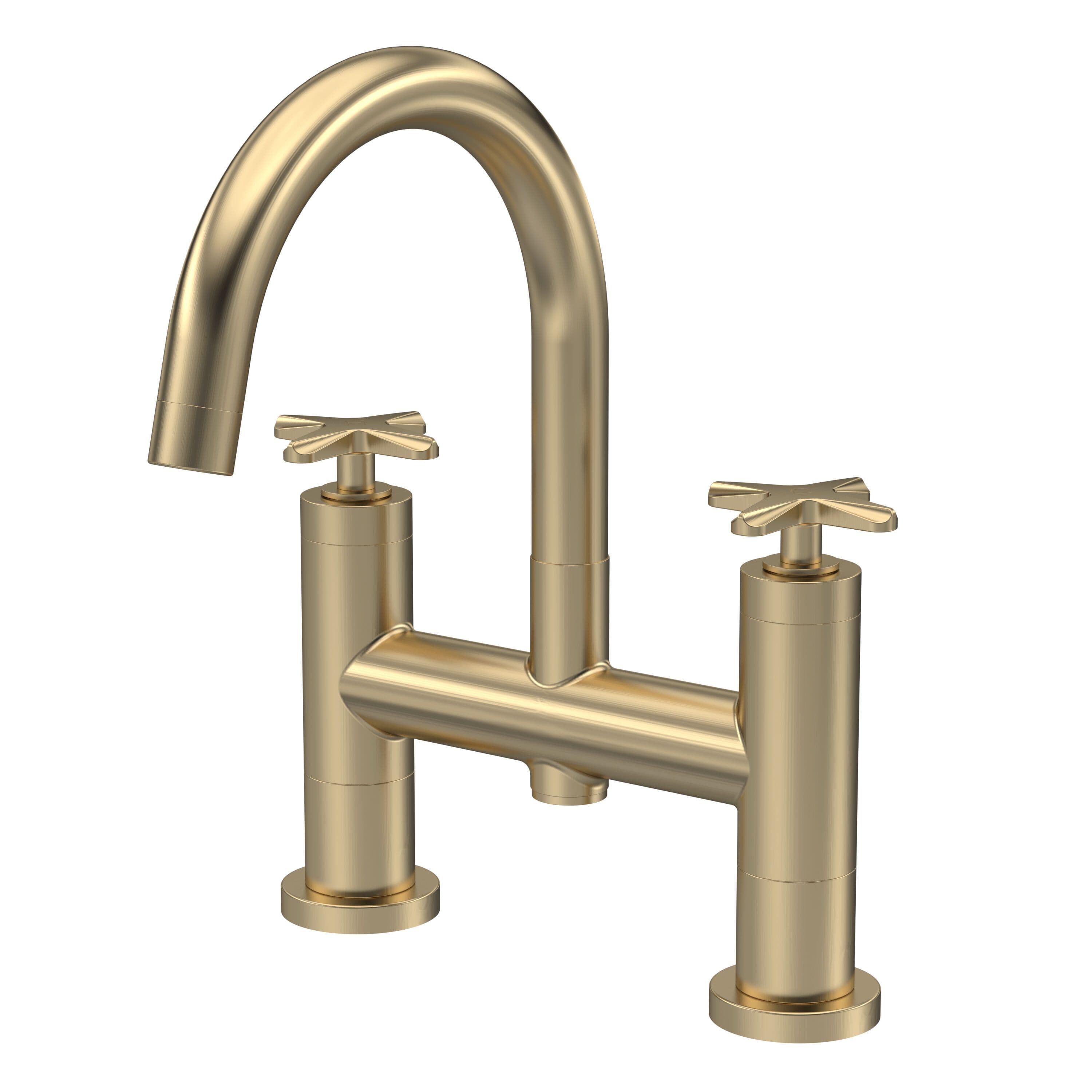 Connect Bath Filler Tap Crosshead Handles Brushed Brass