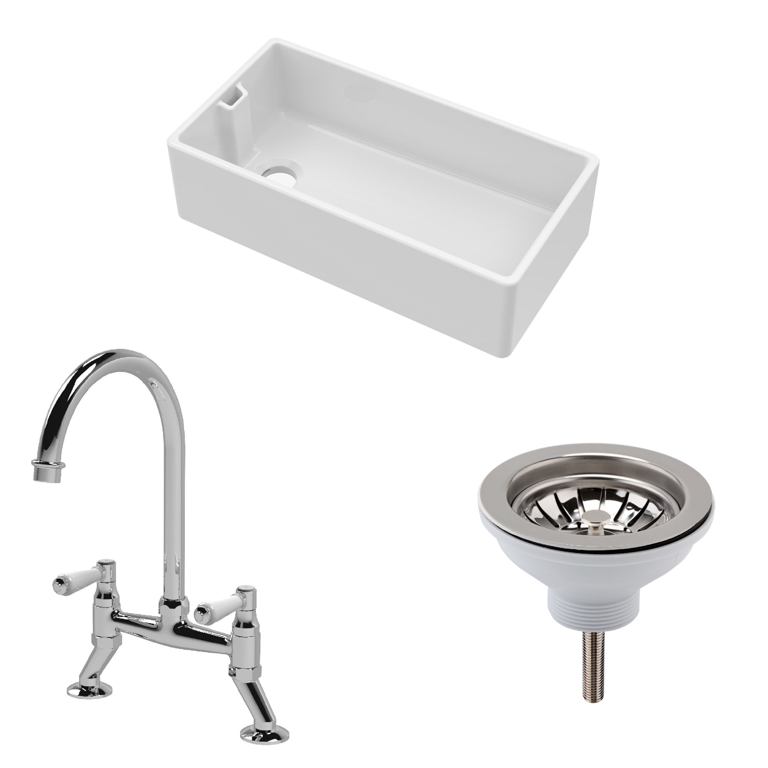 Fireclay 1 Bowl Belfast Sink Waste Tap 895mm