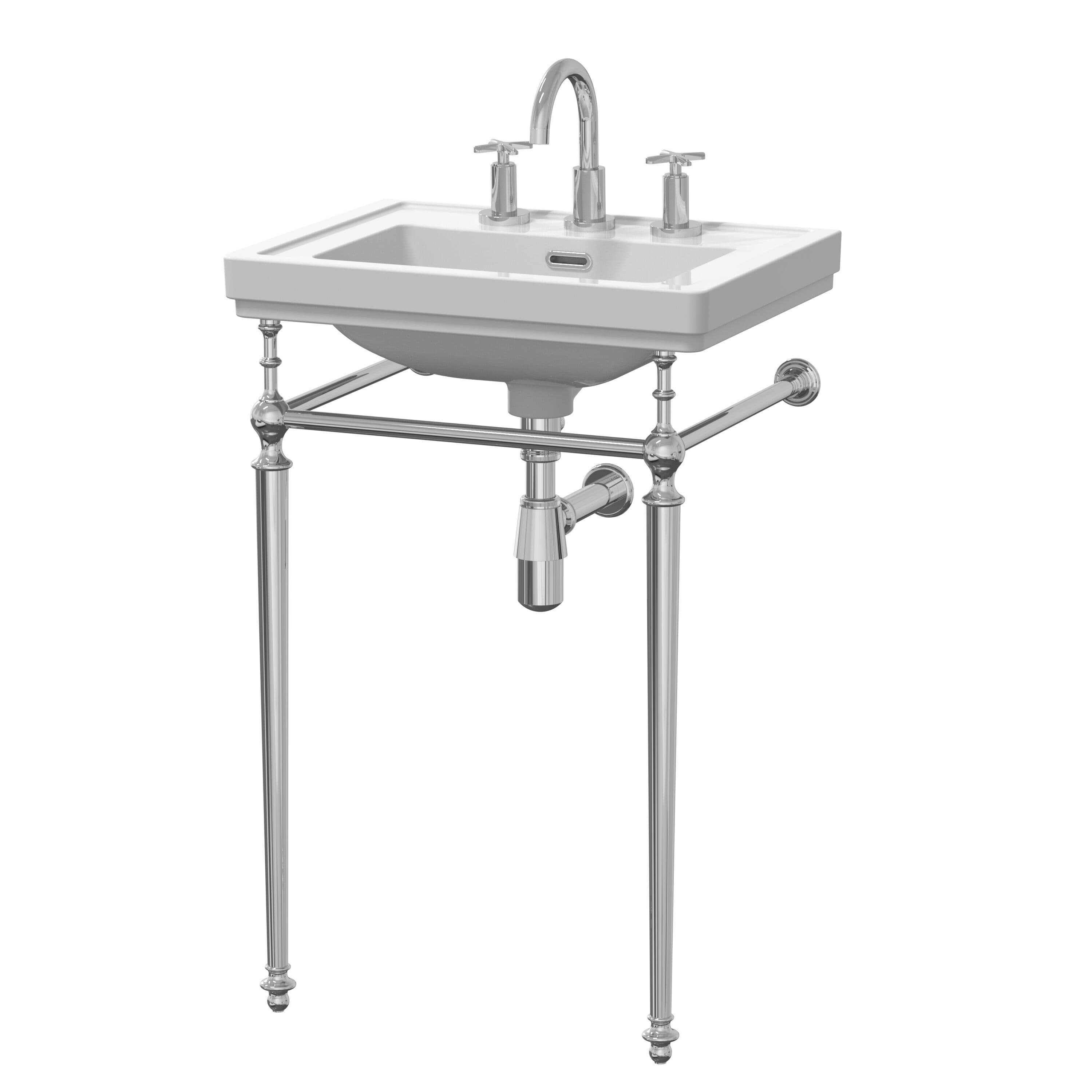 Traditional 3 Tap Hole Fireclay Basin Wash Stand Bottle Trap 500mm