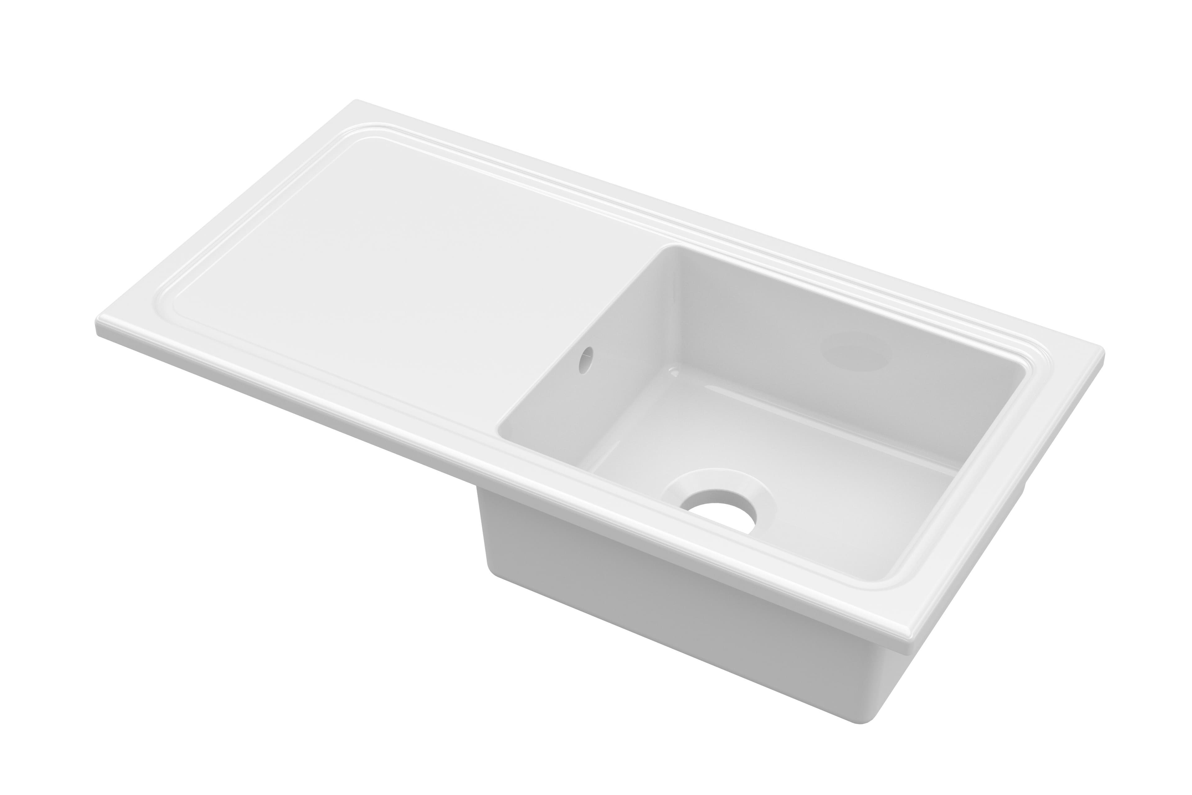 Fireclay Ceramic Single Bowl Kitchen Sink Plain Drainer 1010mm