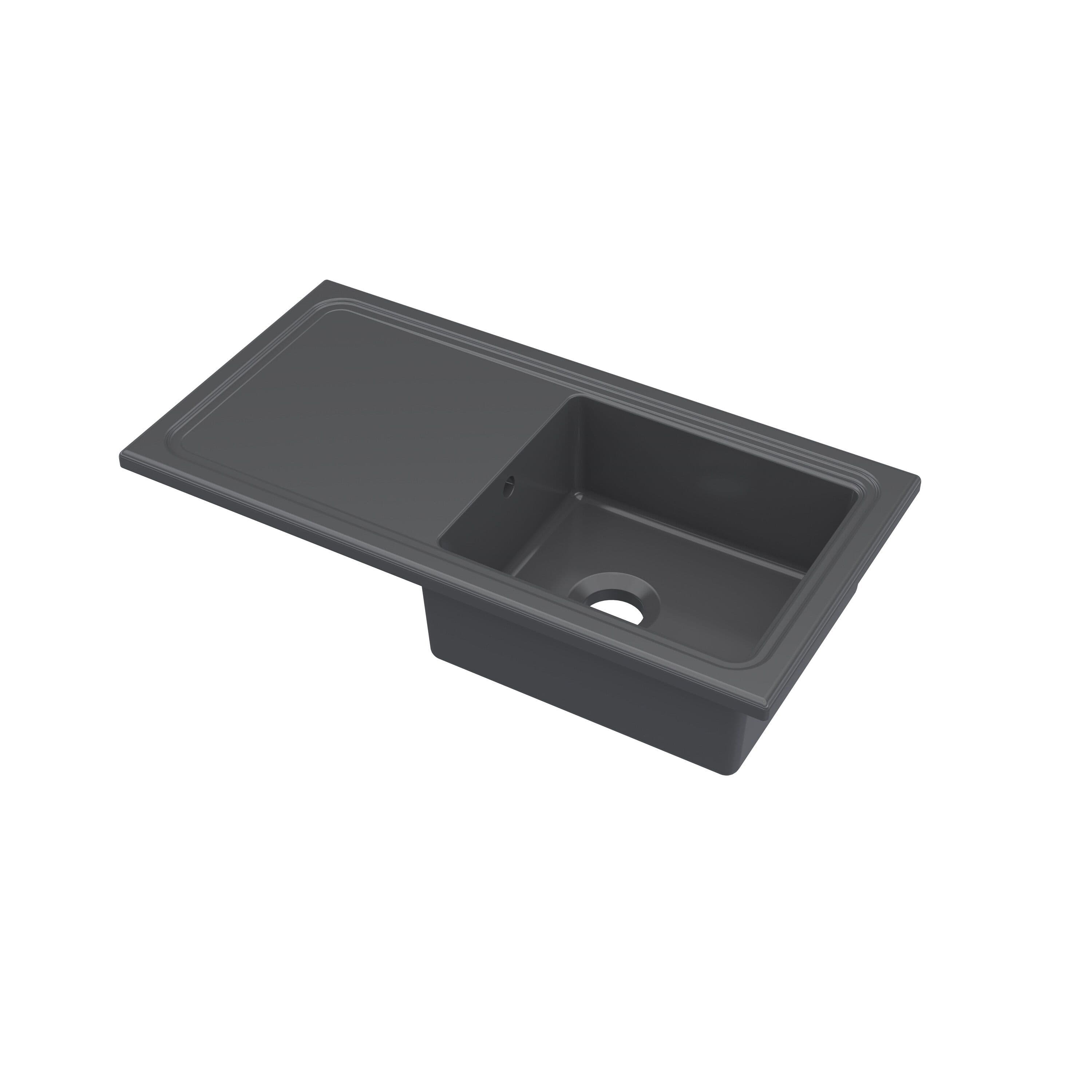 Fireclay Single Bowl Kitchen Sink & Plain Drainer 1010mm Soft