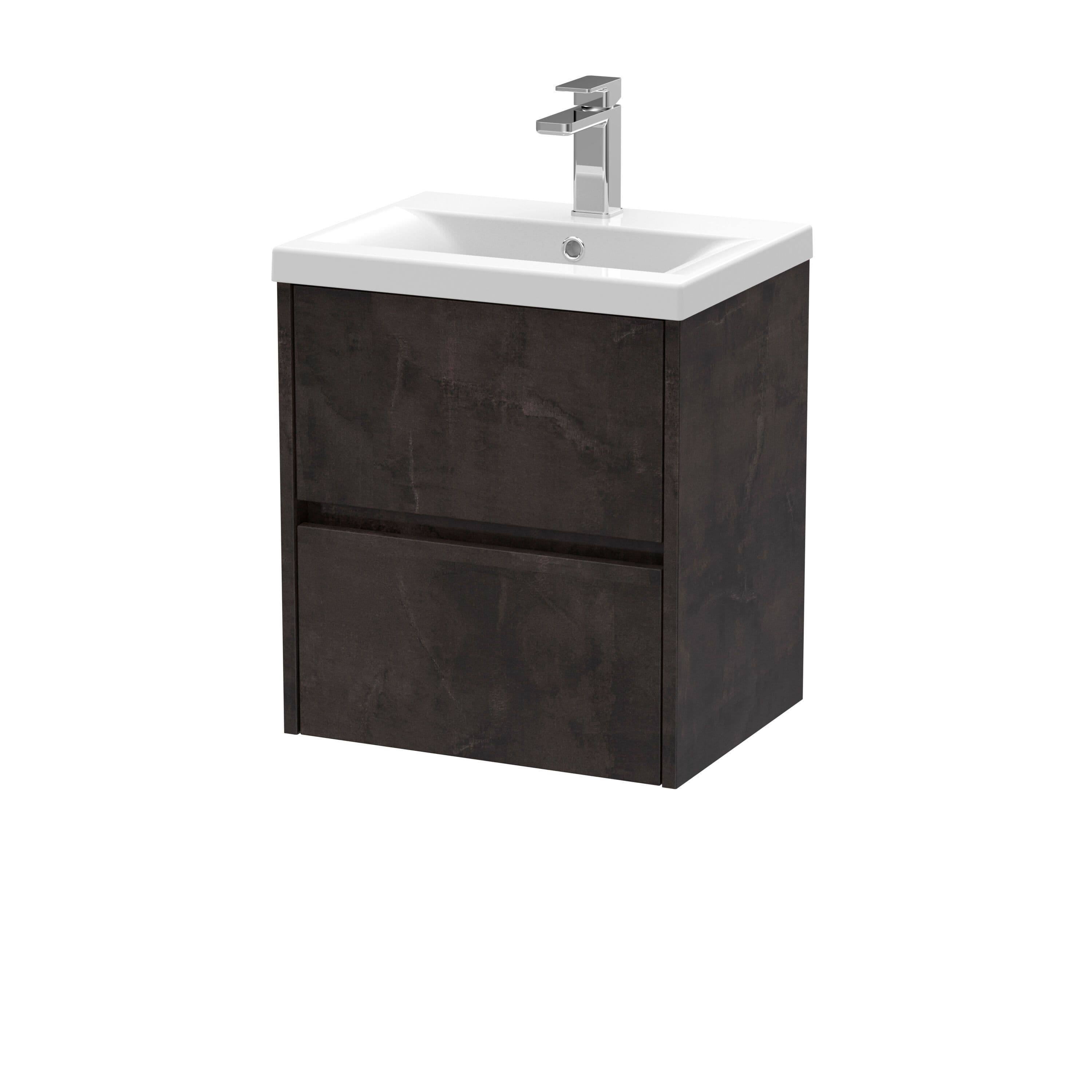 Square Wall Hung 2 Drawer Vanity Unit & Basin 500mm Slate