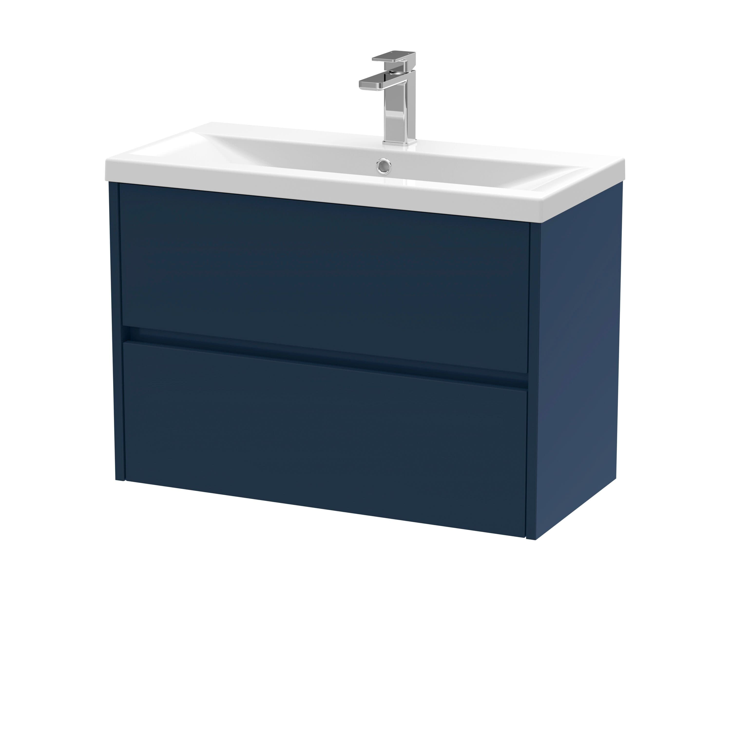 Wall Hung 2 Drawer Vanity Unit & Ceramic Basin 800mm Midnight