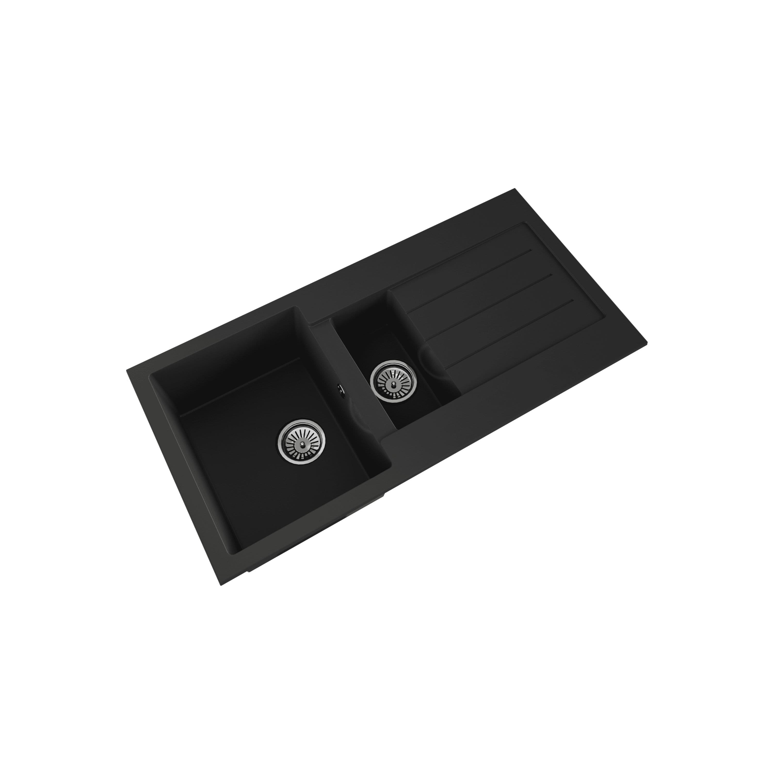 1.5 Bowl Composite Inset Sink Overflow Drainer Matt 1000x500mm