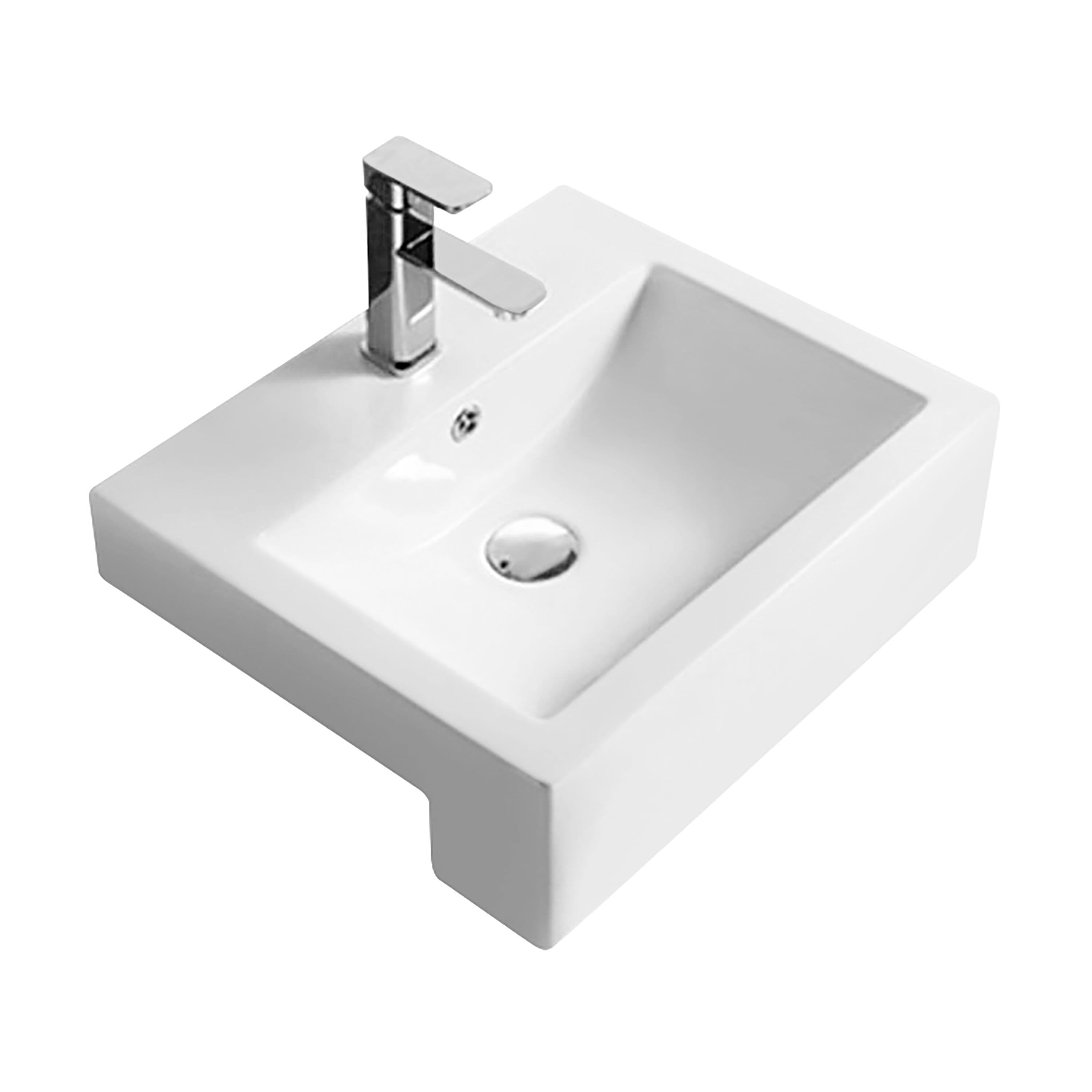 Square Semi Recessed 1 Tap Hole Compact Basin 530mm