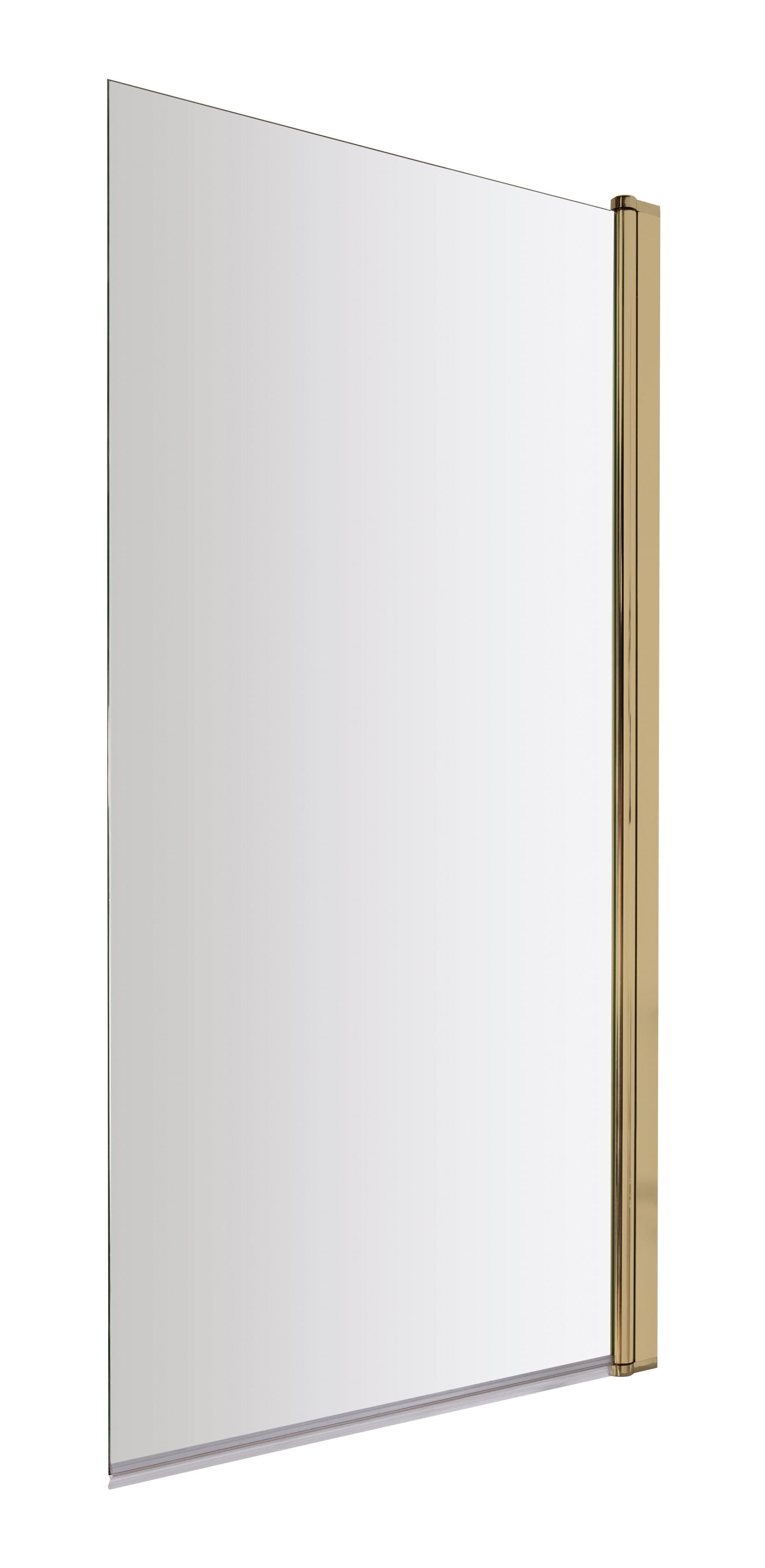 Square 6mm Toughened Safety Glass Hinged Bath Screen Brushed Brass