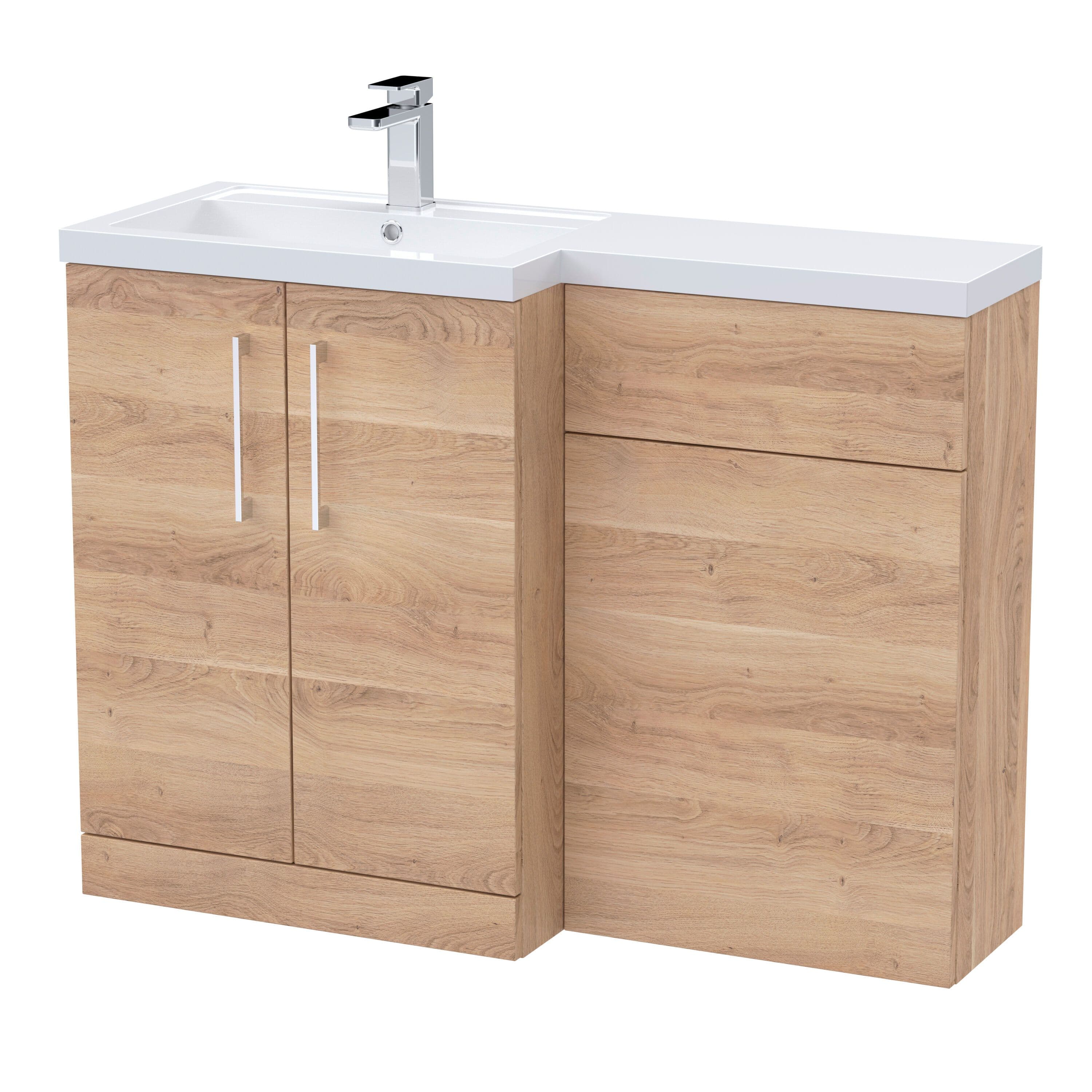 Vanity Basin WC Unit Left Hand Bleached Cuneo Oak 1100mm x 390mm