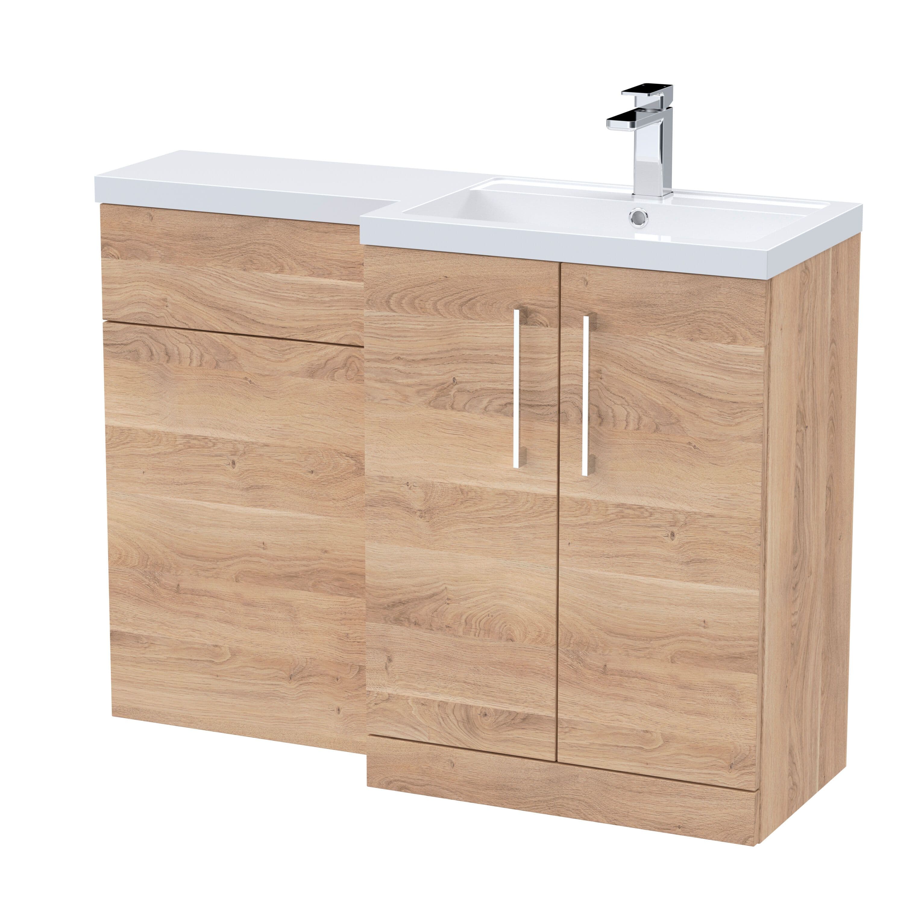 Vanity Basin WC Unit Right Hand Bleached Cuneo Oak 1100mm x 390mm
