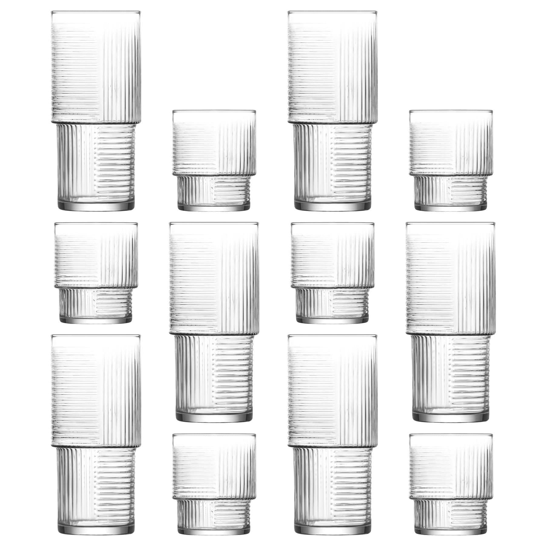 12pc Helen Stacking Highball Glasses & Tumblers Set
