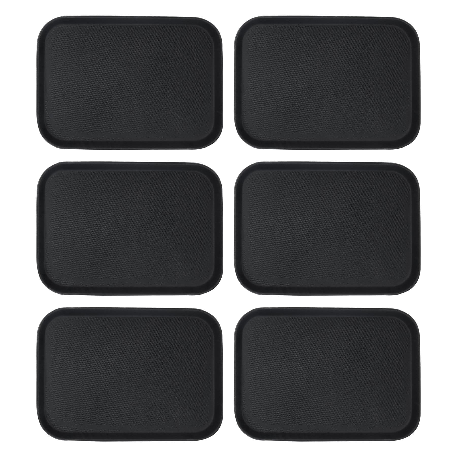 Rectangle Non-Slip Serving Trays - 35.5cm x 25cm - Black - Pack of 6