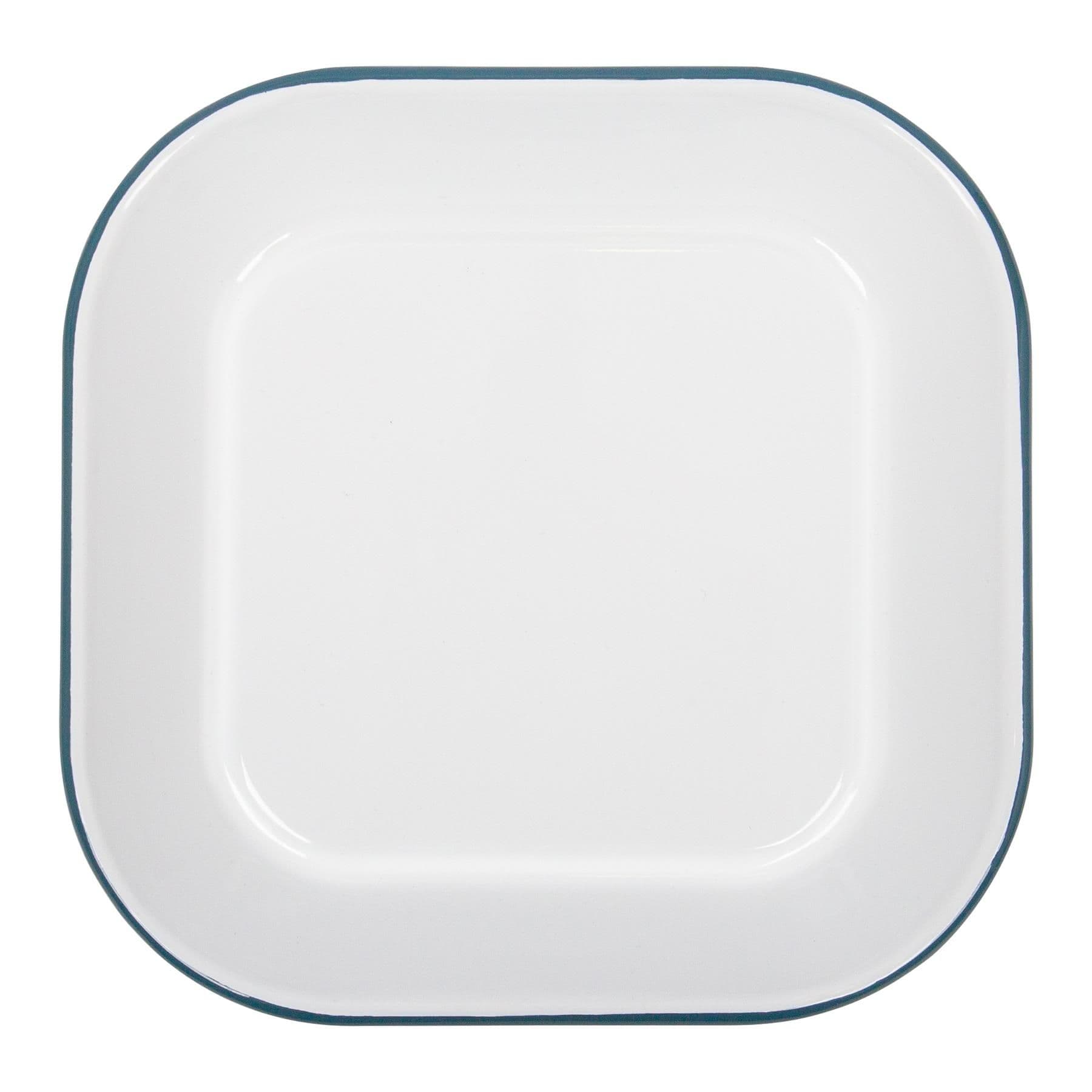 White Square Enamel Baking Tray - 24.5cm x 24.5cm