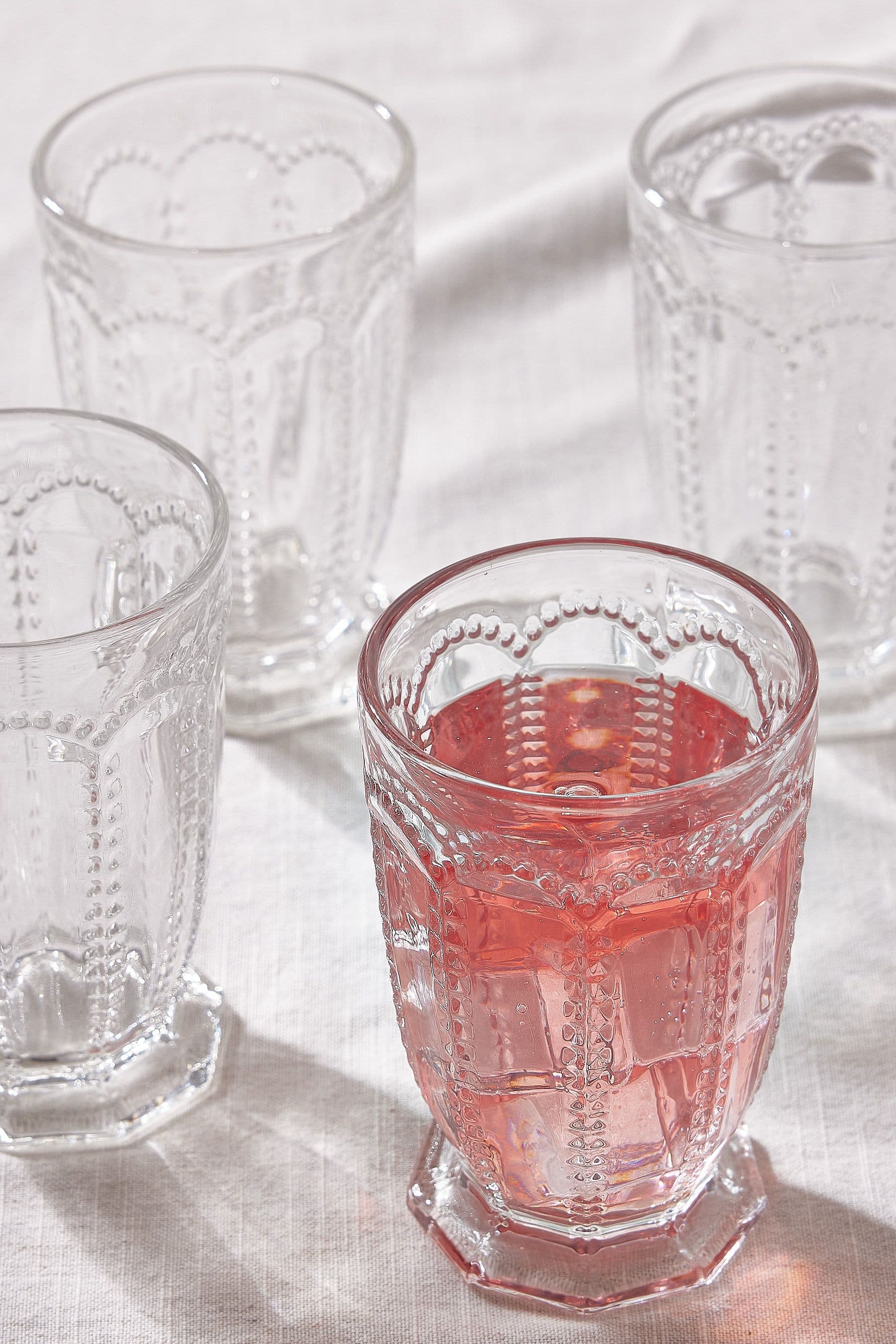 Set 4 Vintage Luxury Embossed Drinking Tall Tumbler Glasses