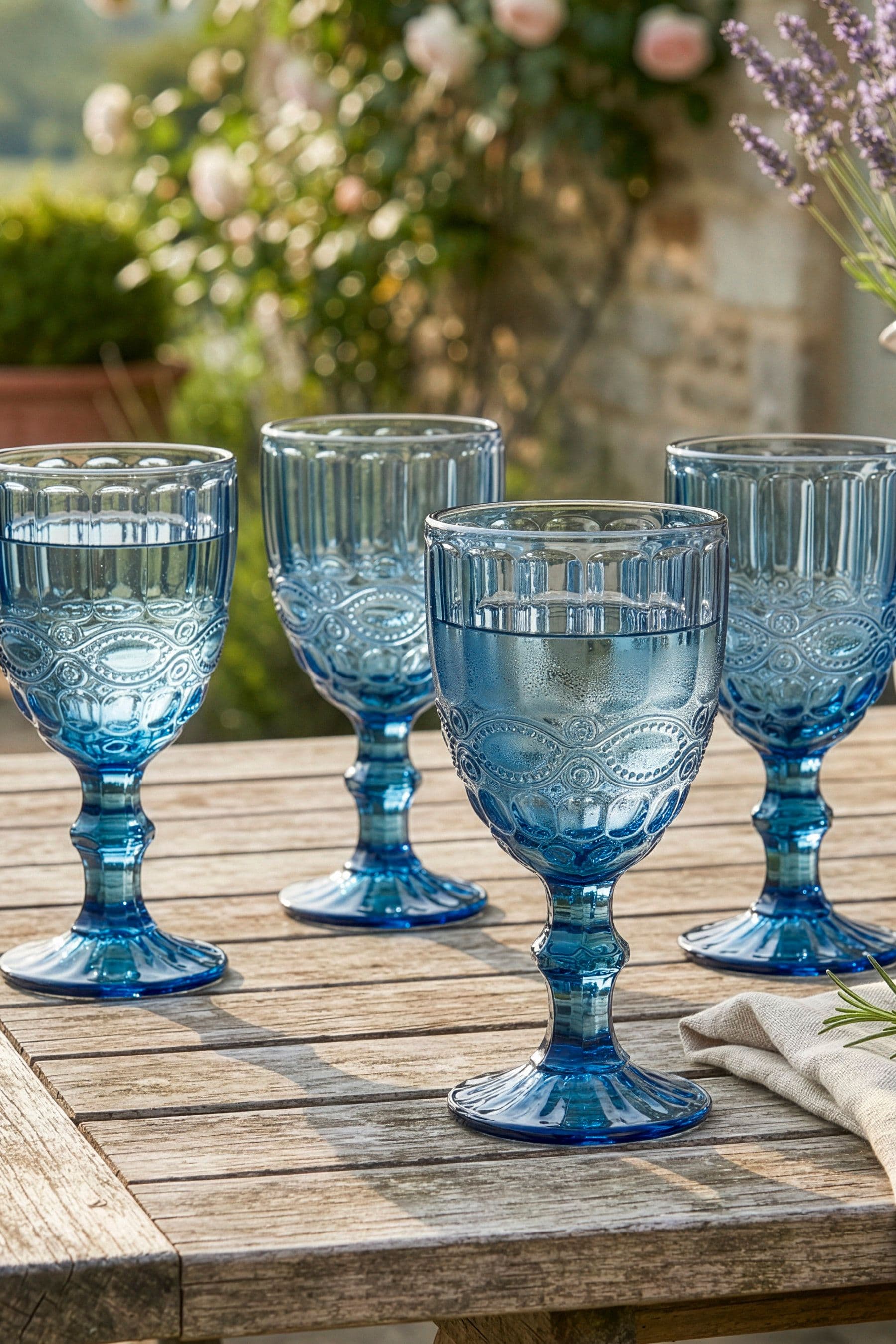 Set 4 Vintage Luxury Sapphire Drinking Wine Glass Wine Goblets