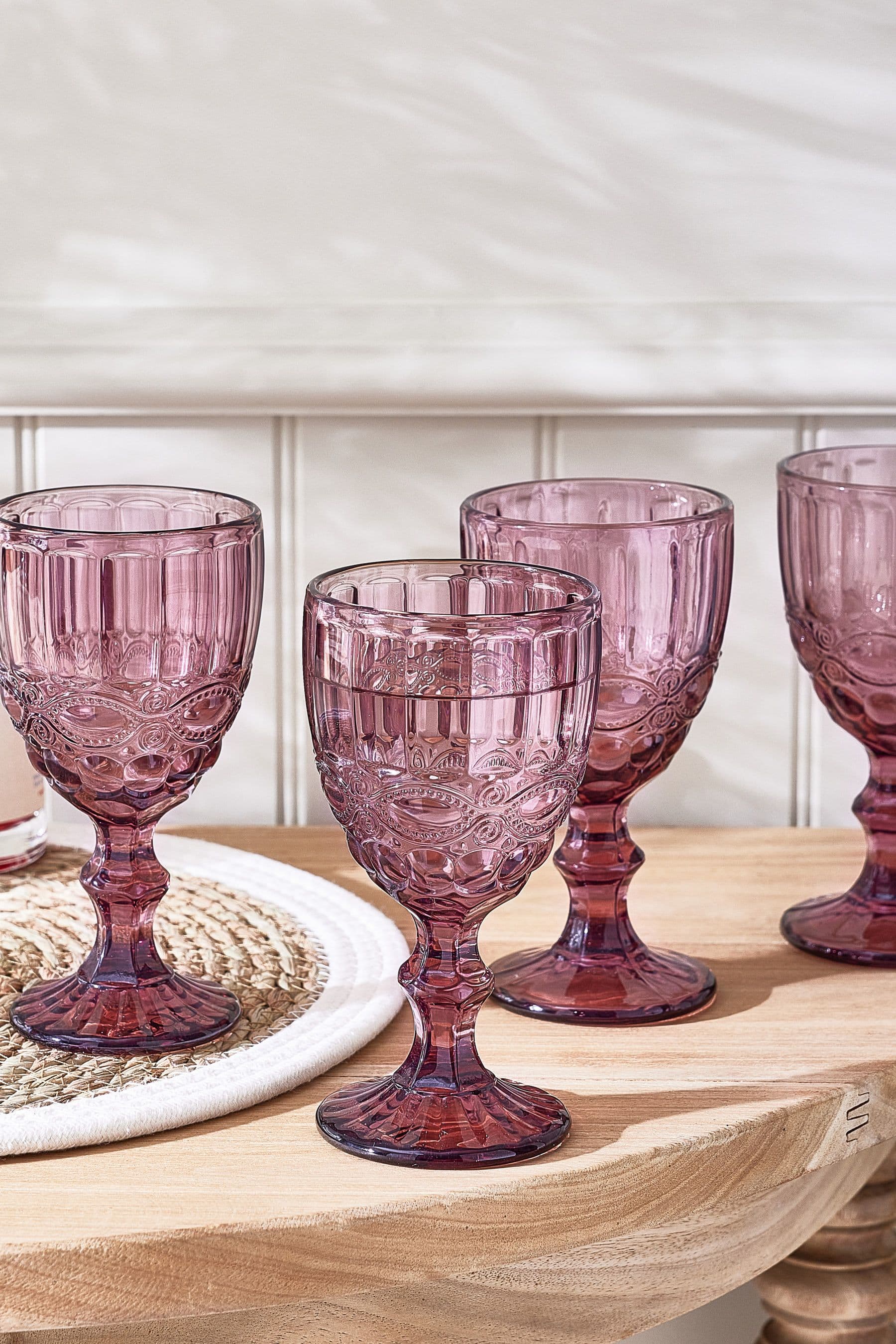 Set 4 Vintage Luxury Quartz Drinking Wine Glass Wine Goblets