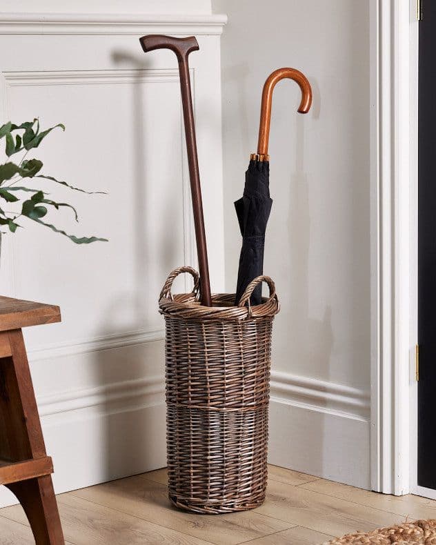 Vintage Small Wicker Umbrella Stand Basket Lining