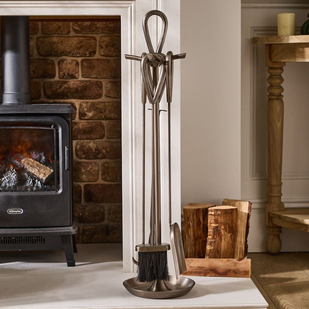 Contemporary Antique Fireplace 4pc Fireside Companion Set 90cm High