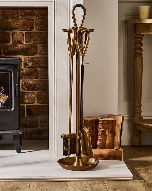 Contemporary Fireplace Freestanding 4pc Fireside Finish Companion Set 90cm High