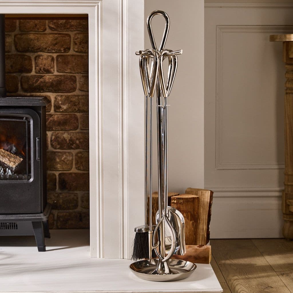 Contemporary Fireplace Freestanding 4pc Fireside Finish Companion Set 90cm High