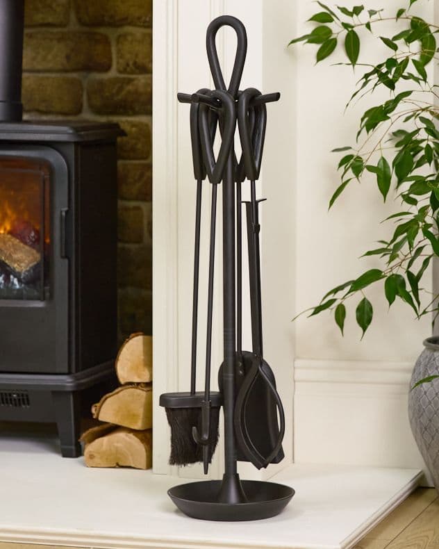 Contemporary Fireside 4pc Companion Set Freestanding Fireplace Tool Accessory Set Fire Set 75cm High