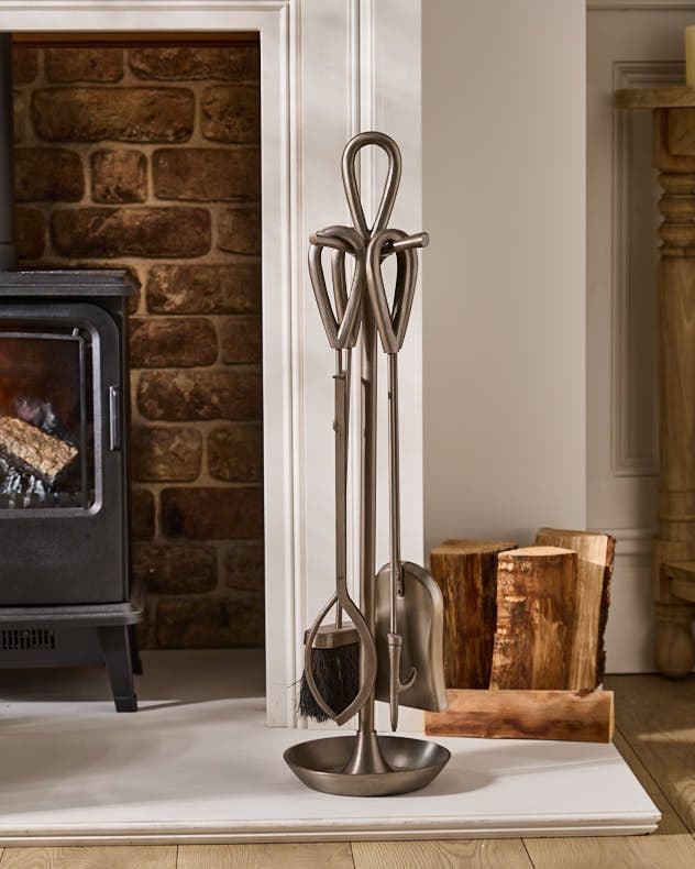Contemporary Antique Fireplace 4pc Fireside Companion Set 75cm High