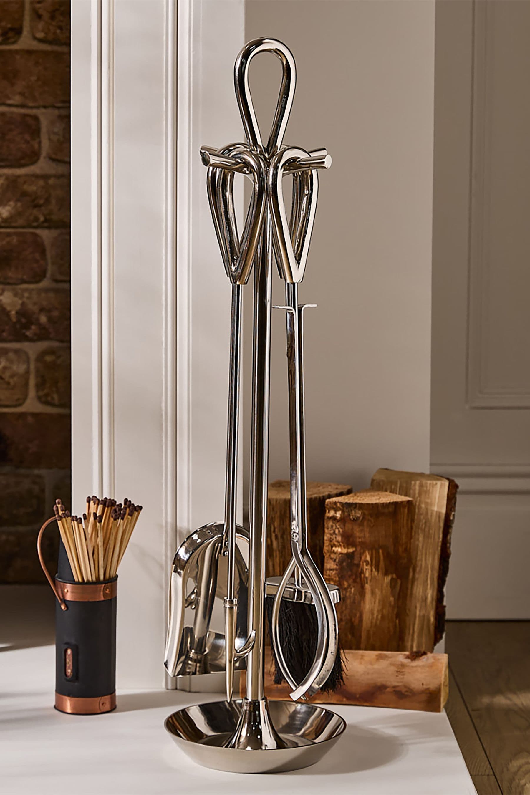 Contemporary Fireplace Freestanding 4pc Fireside Companion Set 75cm High
