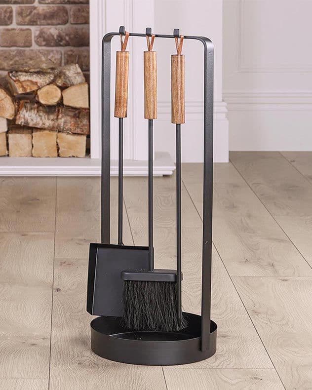 Contemporary Fireplace Freestanding Fireside Companion Set 3 Tools