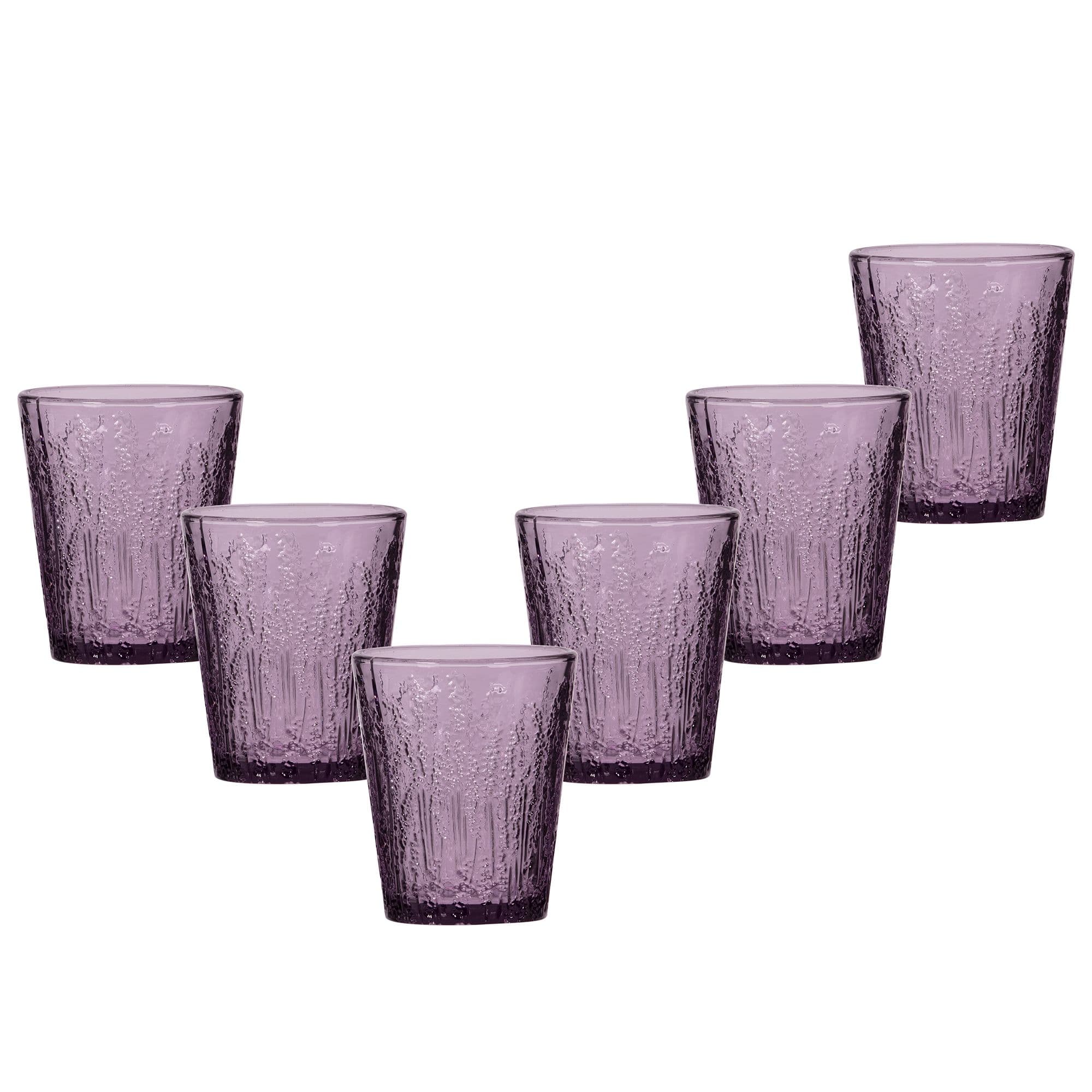 Set 6 Vintage Luxury Embossed Drinking Glass Tumblers
