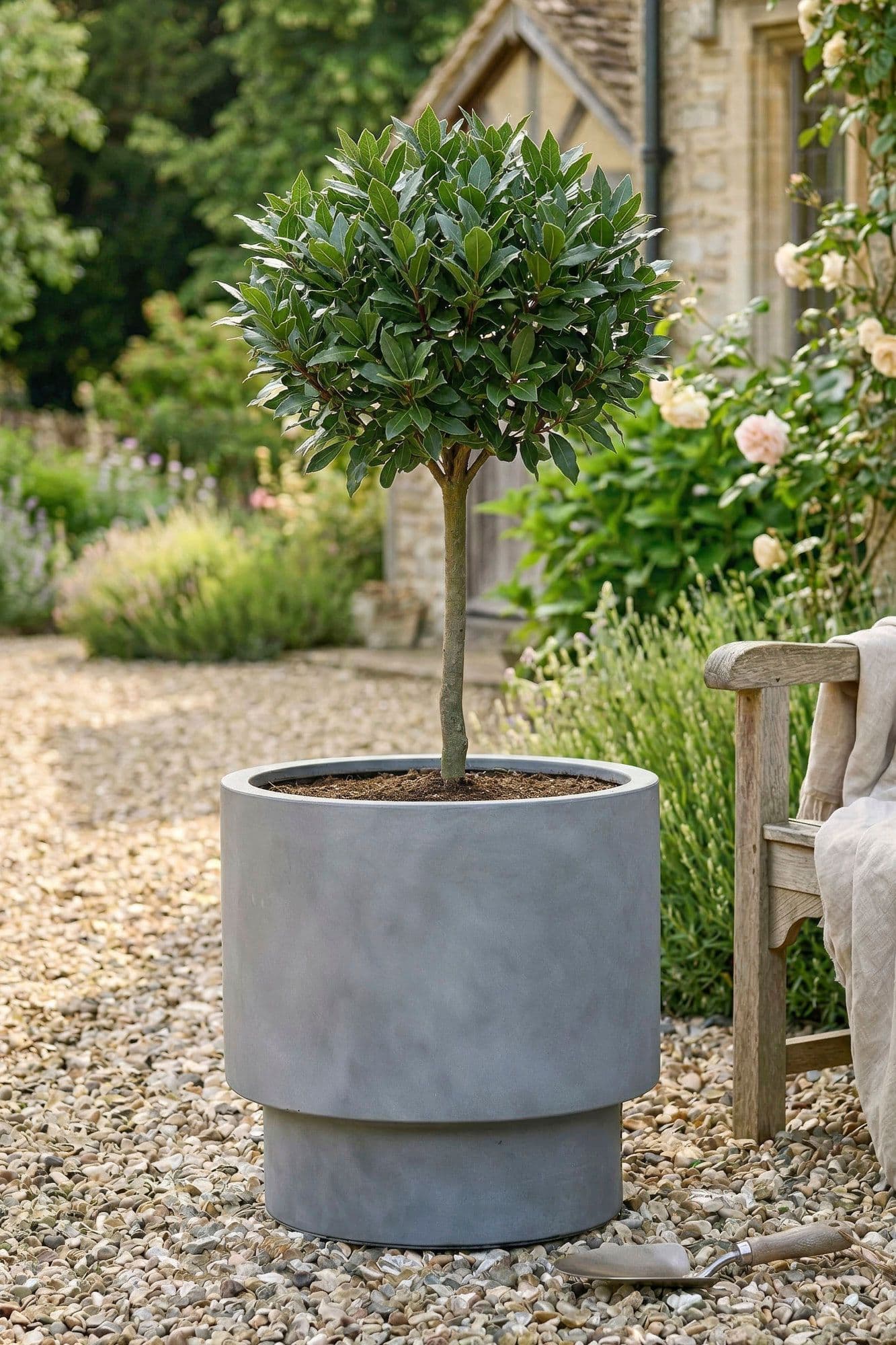 Large Light Grey Fibre Clay Indoor Outdoor Garden Planter Houseplant Flower Plant Pot