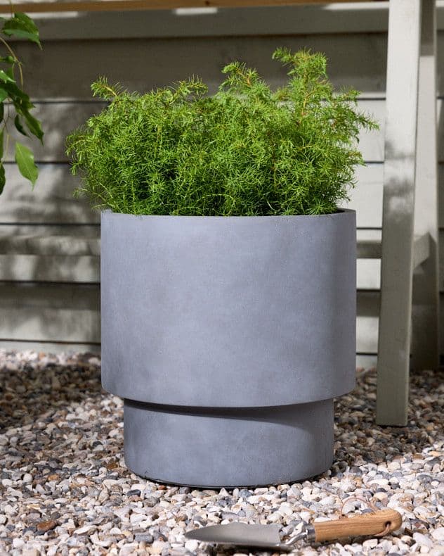 X Large Light Grey Fibre Clay Indoor Outdoor Garden Planter Houseplant Flower Plant Pot