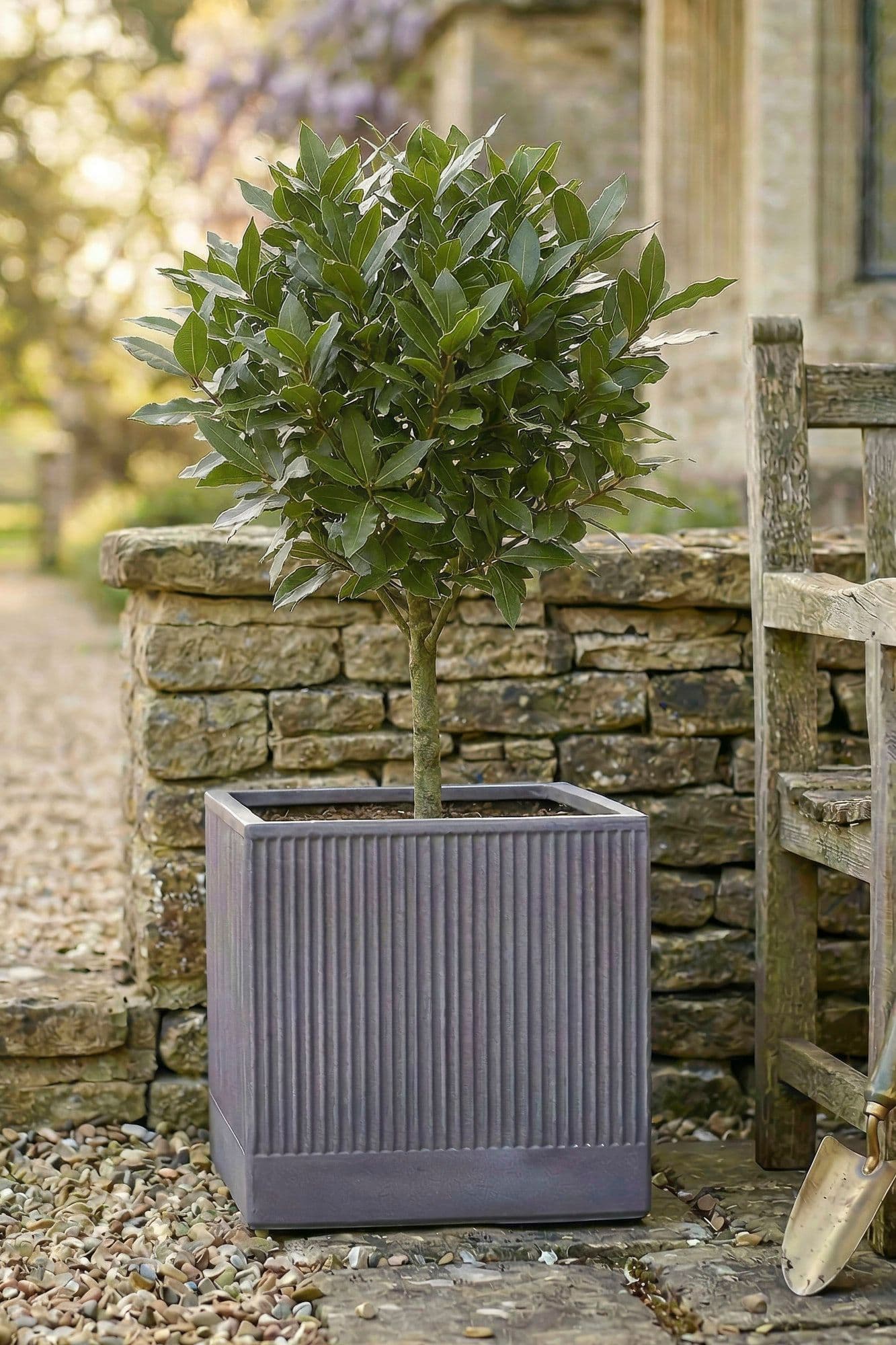 Medium Slate Ribbed Finish Fibre Clay Indoor Outdoor Garden Plant Pots Houseplant Flower Planter