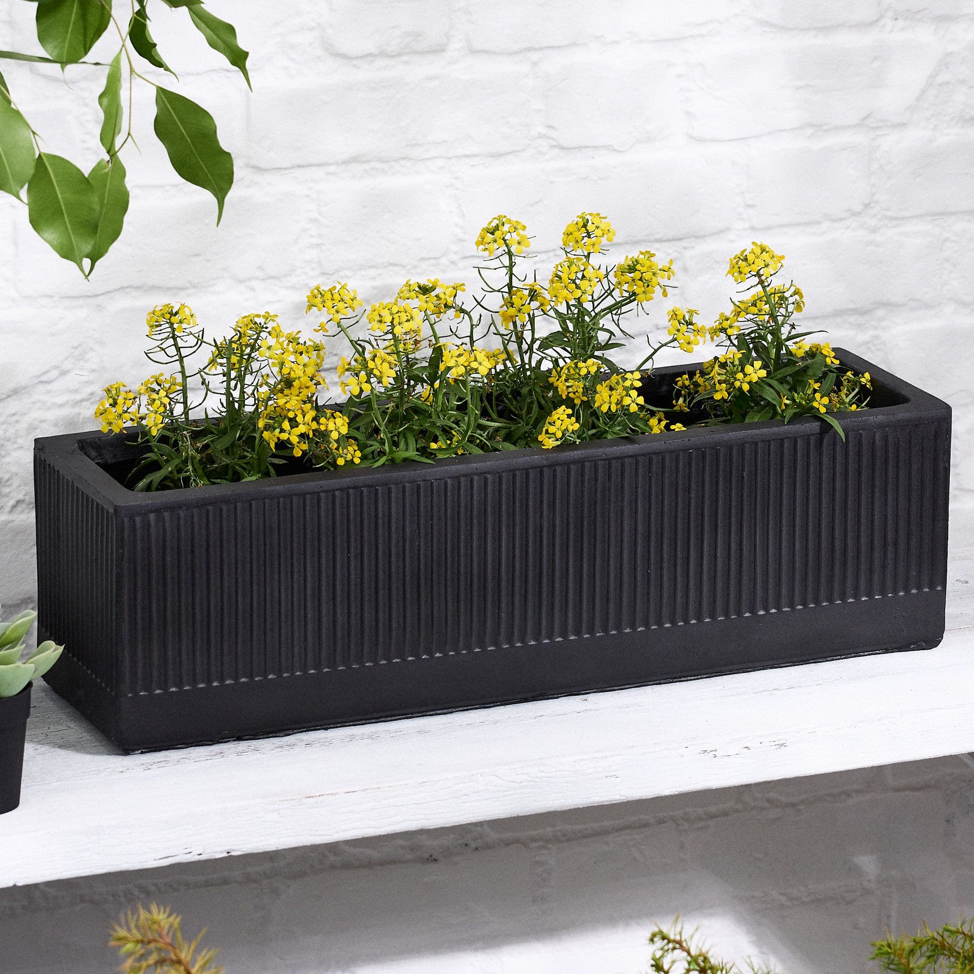 Small Rib Ribbed Finish Fibre Clay Indoor Outdoor Garden Plant Pots Houseplant Flower Planter