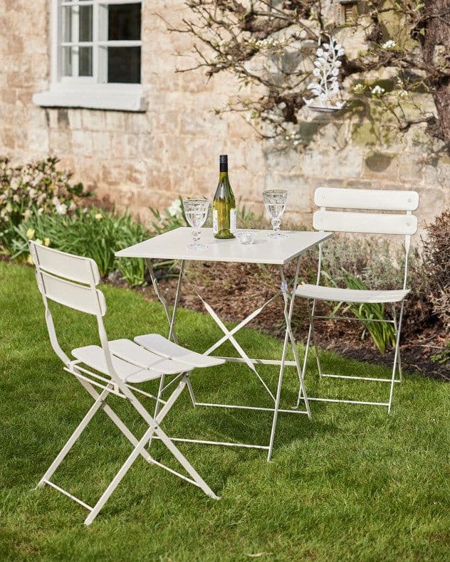 3pc Metal Square 2 Seater Folding Patio Set Outdoor Garden Dining Table & Chairs Set Bistro Set