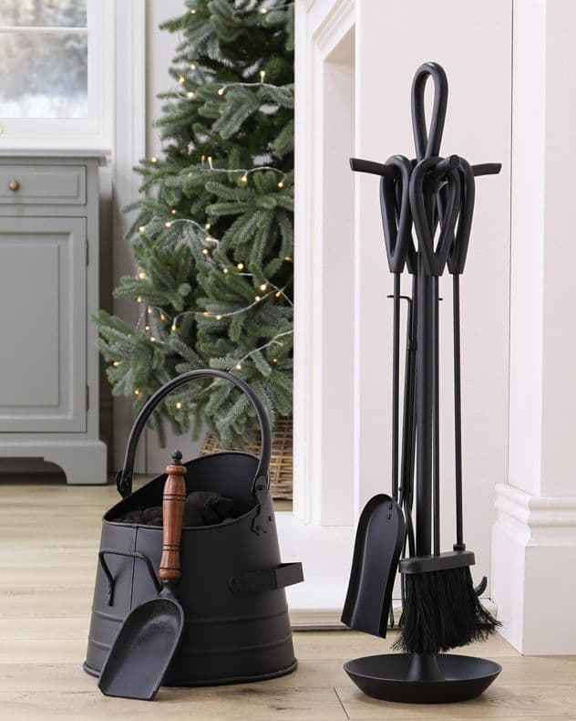 Contemporary Fireside 4pc Freestanding Companion Set Coal Bucket Shovel