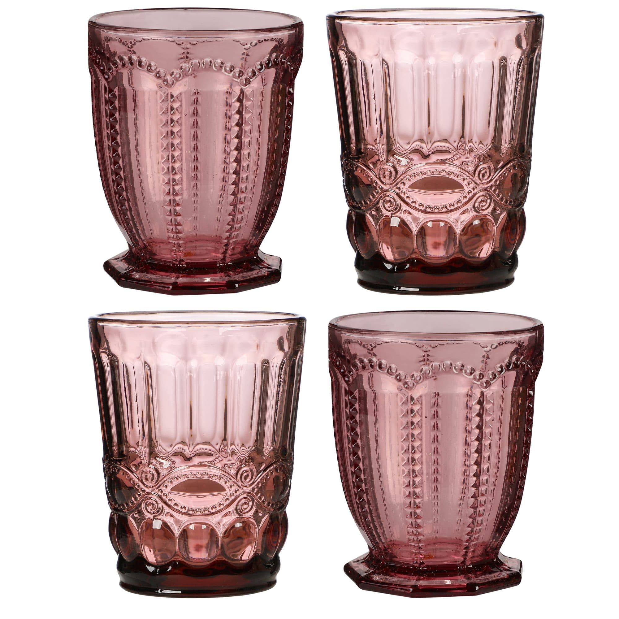 Set 4 Vintage Luxury Rose Quartz & Drinking Wine Glass Tumblers
