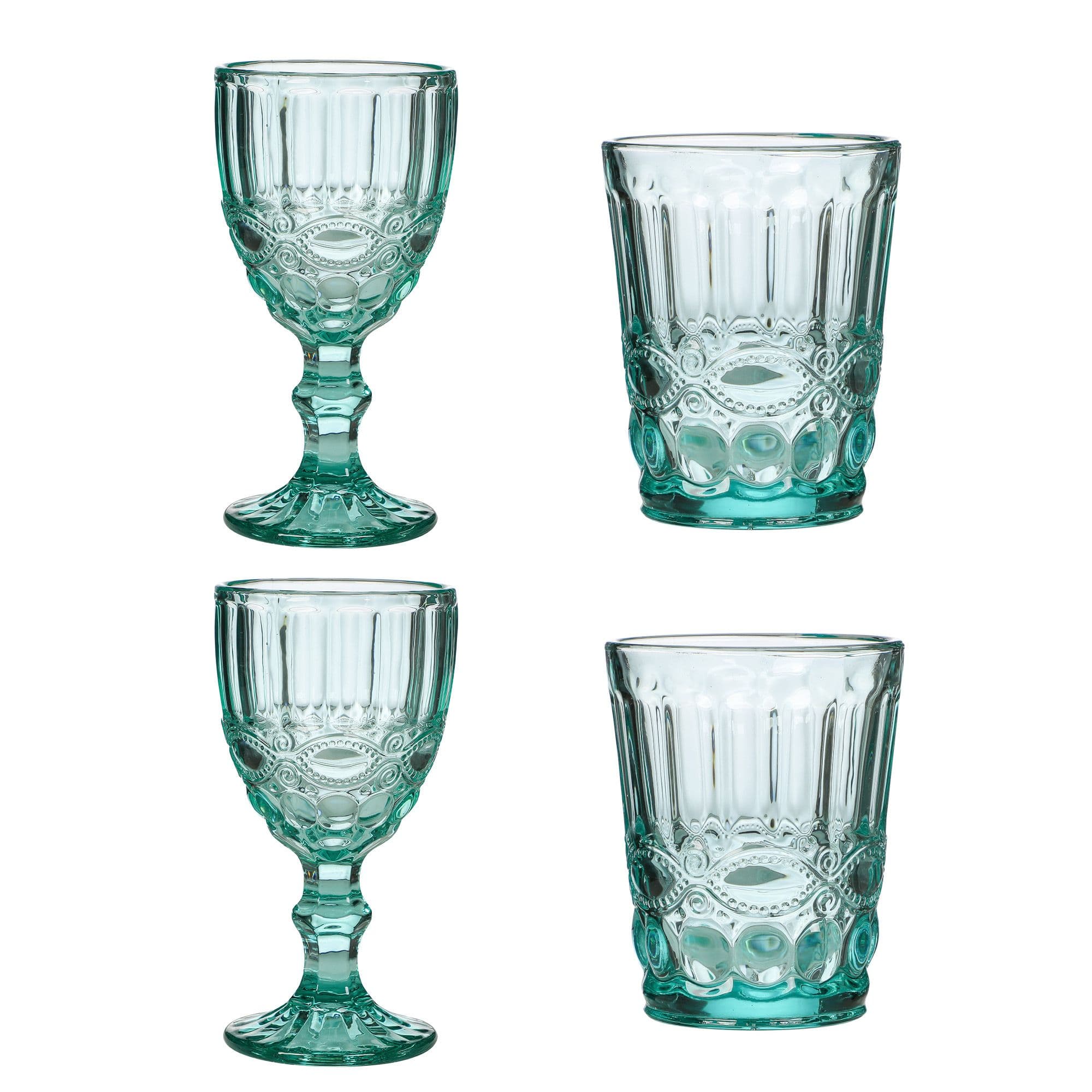 Set 4 Vintage Luxury Wine Glass Wine Goblets & Drinking Glass Tumblers