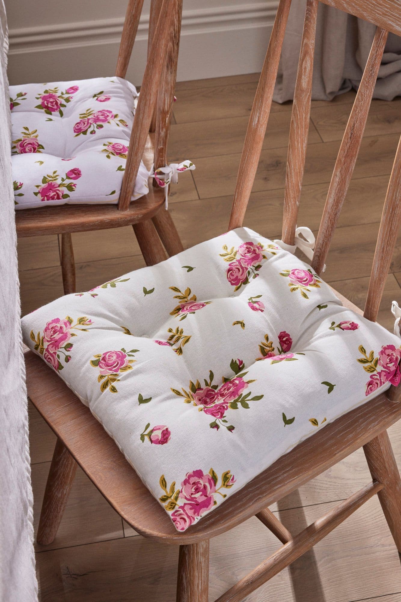Set 4 Floral Print Indoor Outdoor Chair Seat Pad Garden Furniture Cushions