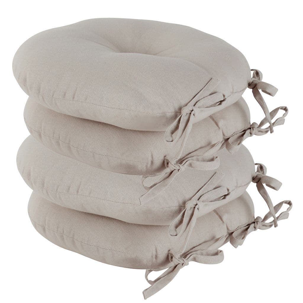 Set 4 Traditional Round Indoor Outdoor Chair Seat Pad Garden Furniture Cushions