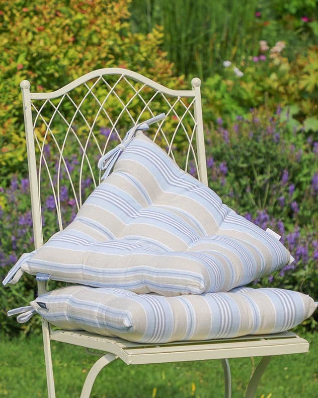 Set 2 Striped Outdoor Chair Seat Pad Garden Furniture Cushions