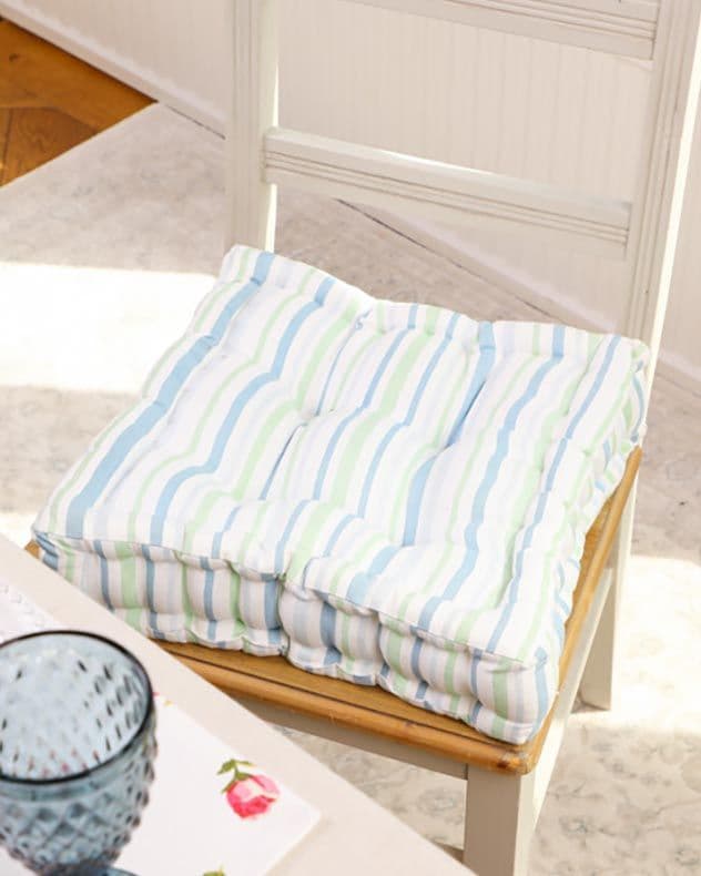 Set 4 Traditional Indoor Outdoor Chair Seat Pad Garden Furniture Box Cushions