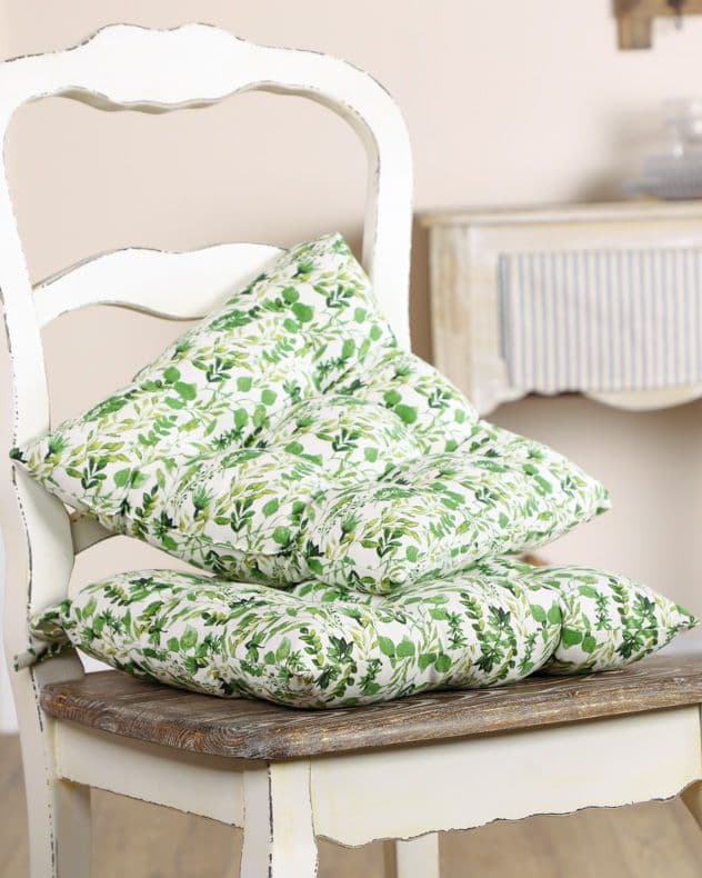 Set 2 Leaf Print Indoor Dining Chair Seat Pad Cushions