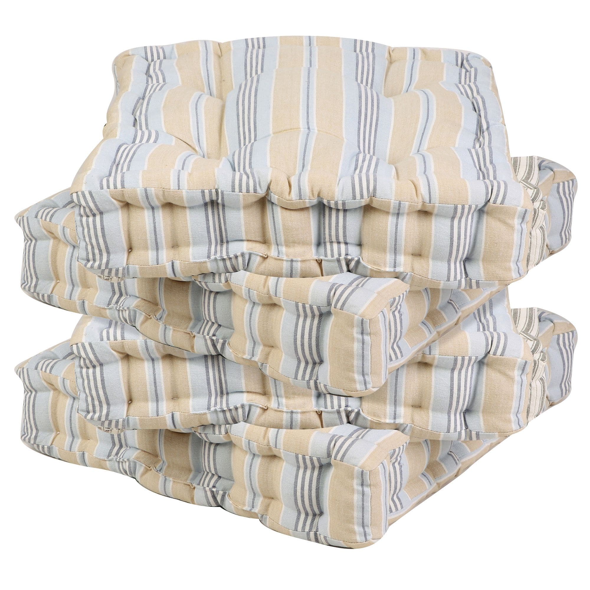 Set 4 Giant Oxford Striped Indoor Dining Chair Seat Pad Cushions