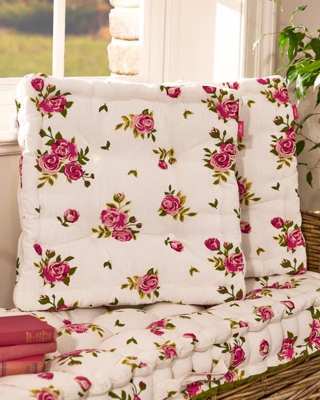 Set 2 Floral Print Indoor Outdoor Chair Seat Pad Garden Furniture Box Cushions