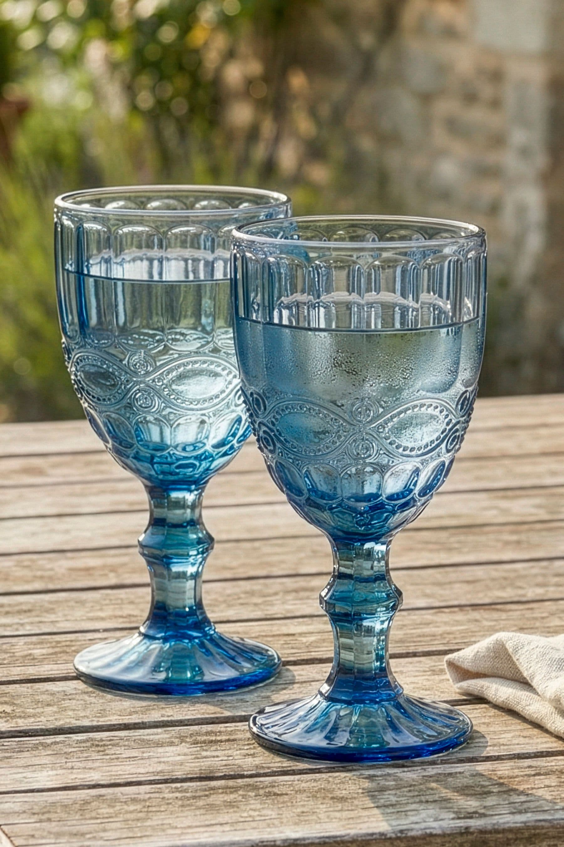 Set 2 Vintage Luxury Sapphire Drinking Wine Glass Wine Goblets
