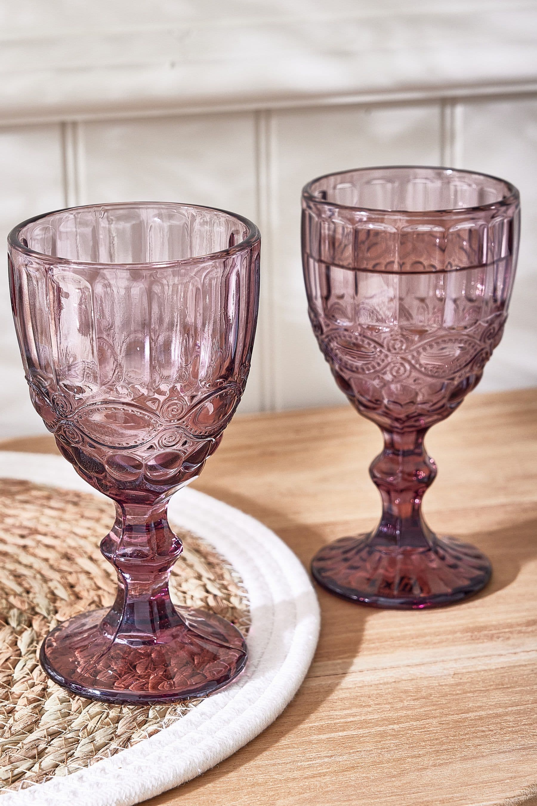 Set 2 Vintage Luxury Quartz Drinking Wine Glass Wine Goblets