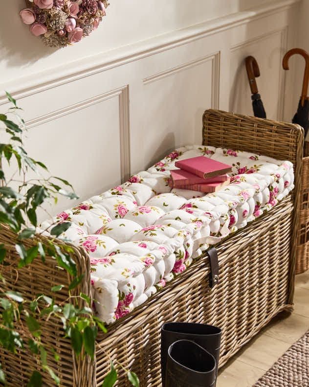 Vintage Style Floral Indoor Hallway Furniture Garden Bench Seat Pad