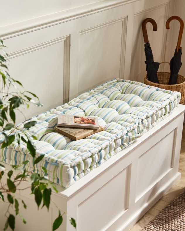 Vintage Style Striped Indoor Hallway Furniture Bench Pad Cushion